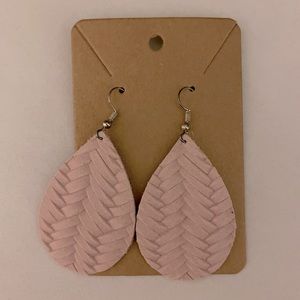 Pale Pink Leather Earrings, *NWOT*